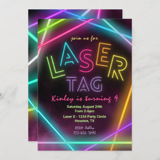 Tag laser Invitation d'anniversaire | Balise laser
