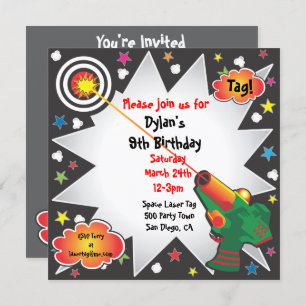 Tag laser Invitation de fête d'anniversaire