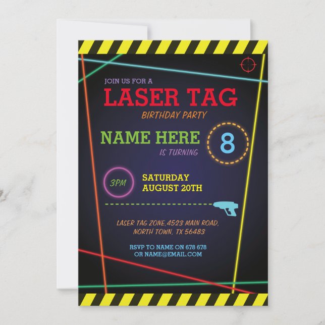 Tag laser Invitation de fête d'anniversaire (Devant)