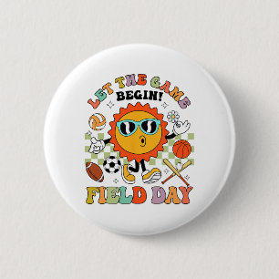 Tag Lass Die Spiele beginnen Lehrer Kinderfeld Tag Button