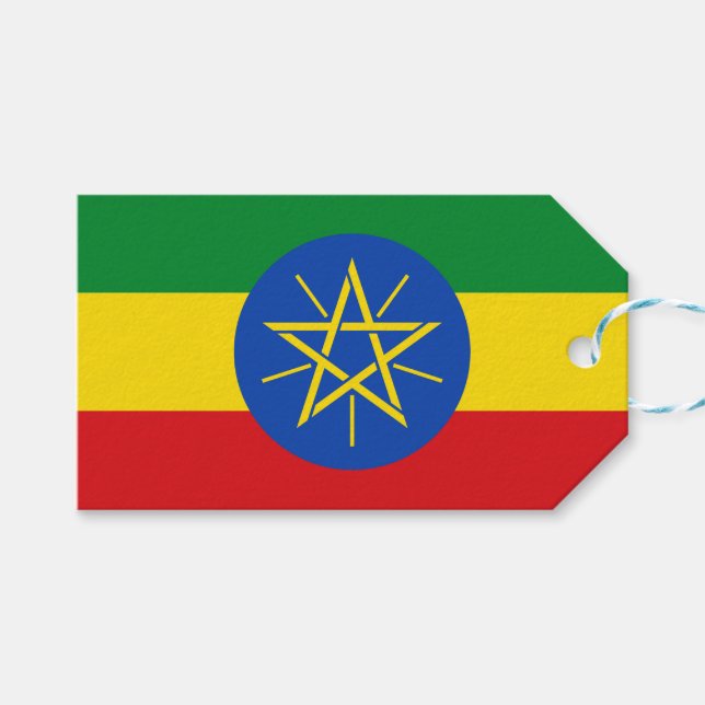 Tag mit der Flagge Äthiopiens Geschenkanhänger (Vorderseite (Horizontal))