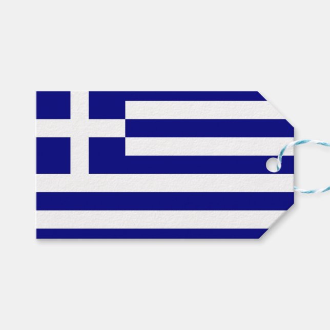 Tag mit der Flagge Griechenlands Geschenkanhänger (Vorderseite (Horizontal))