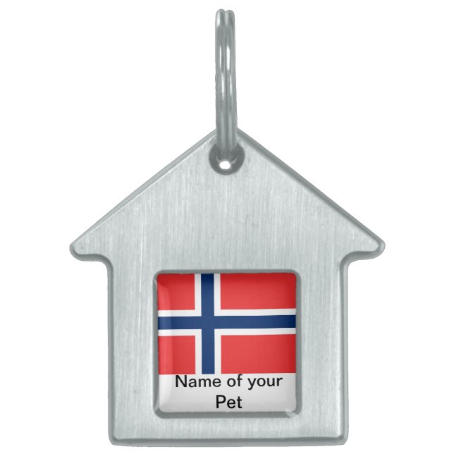 Tag mit norwegischer Flagge Tiermarke (Vorderseite)