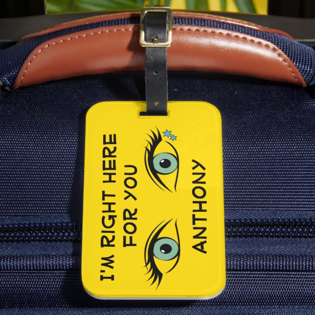 Tag mit Steely Blue Eyes Star Tattoos Gepäckanhänger (Vorderseite Insitu 2)