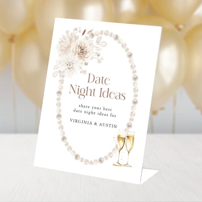 Tag Nacht Brautparty Unterschreiben Sockelschild (Date Night Bridal Shower Sign
)