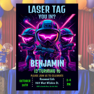 Tag Neon Laser Anniversaire Fête Invitation
