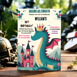 Tag Niedlich Kids Hero Boys Girls Dragon 1. Geburt Einladung