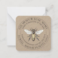 Tag ou Carte de visite Kraft Vintage Bee Honey Jar