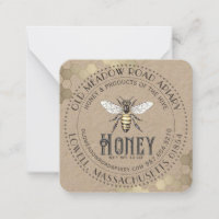Tag ou Carte de visite Kraft Vintage Bee Honey Jar