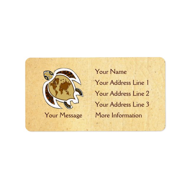 Tag-Schildkrötenbezeichnung Tag-Adresse Adressaufkleber (Vorne)