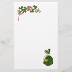 TAG ST. PATRICK - IRISCHES MÄDCHEN UND KLEEBLÄTTER BRIEFPAPIER
