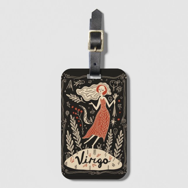 Tag Virgo Celestial Zodiac Art Gepäckanhänger (Vorderseite Vertikal)