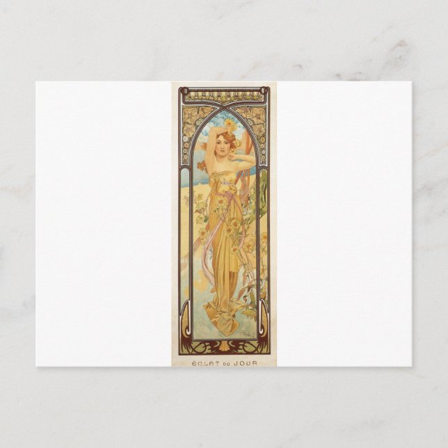 Tag von Alphonse Mucha Postkarte (Vorderseite)