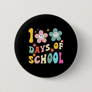 Tage der Schule Groovy 100. Schullehrer Kind Button