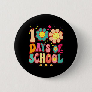 Tage der Schule Groovy Retro 100. Lehrer Niedlich Button