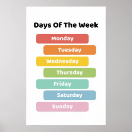 Tage der Woche lernen Poster