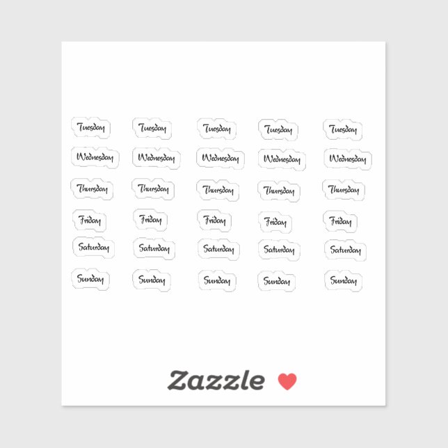 Tage der Woche Sticker für den Pinsel (Blatt)