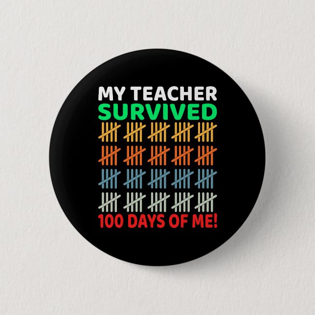 Tage des T-Shirts Kinder 100. Schultag Button (Vorderseite)
