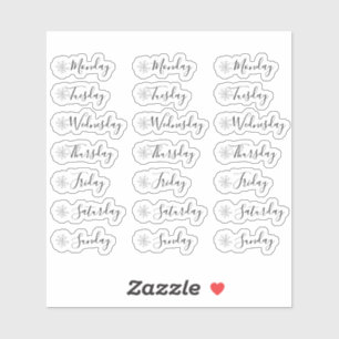 Tage des Week Watercolor Snowflake Planner Aufkleber