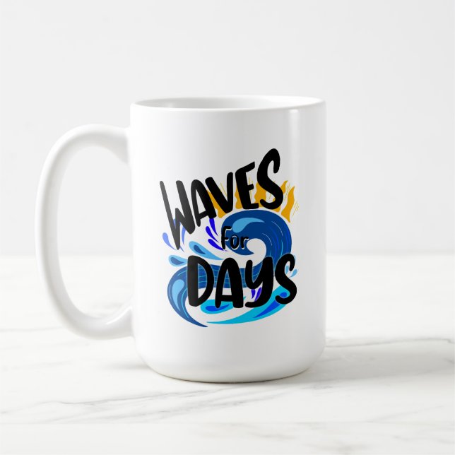 Tage-Wellen, Beach Life, OzeanIllustration Kaffeetasse (Links)
