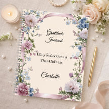Tagebuch der Dankbarkeit rosa Band cremefarbene Bl
