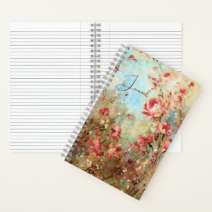 Tagebuch mit rosa Wasserfarbenblumen