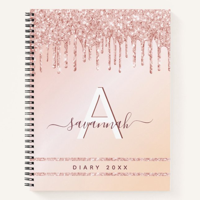 Tagebuch roségold pink Monogramm (Vorderseite)