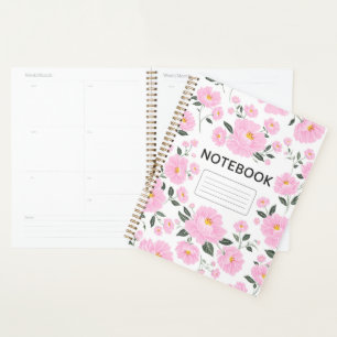 Tagebuchhülle mit rosa Blumen Elegante Rose Planer