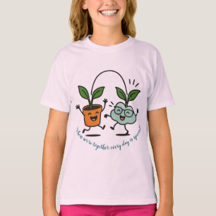 Tages-Spezial Süße Pflanzen-Freundinnen Mädchen T- T-Shirt
