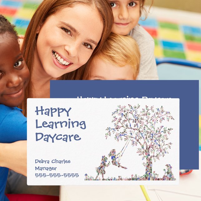 Tagesbetreuung Kinder - Nature Business Card Visitenkarte (Daycare Children Nature Blue Business Card
)