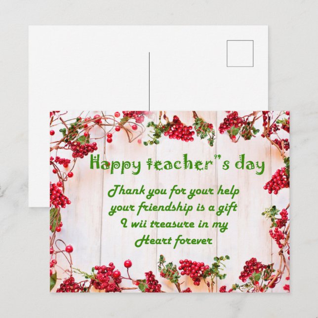 Tageskarte des Lehrers Postkarte (Vorne/Hinten)