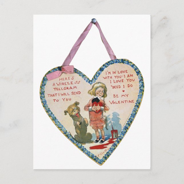 TAGESKARTE Vintag VALENTINE Feiertagspostkarte (Vorderseite)