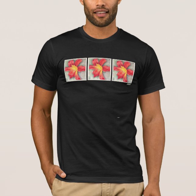 Tageslilie Pointillistische Kunst am Shirt (Vorderseite)