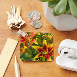 Tageslilien, goldorange Sommerblüten Schlüsselanhänger
