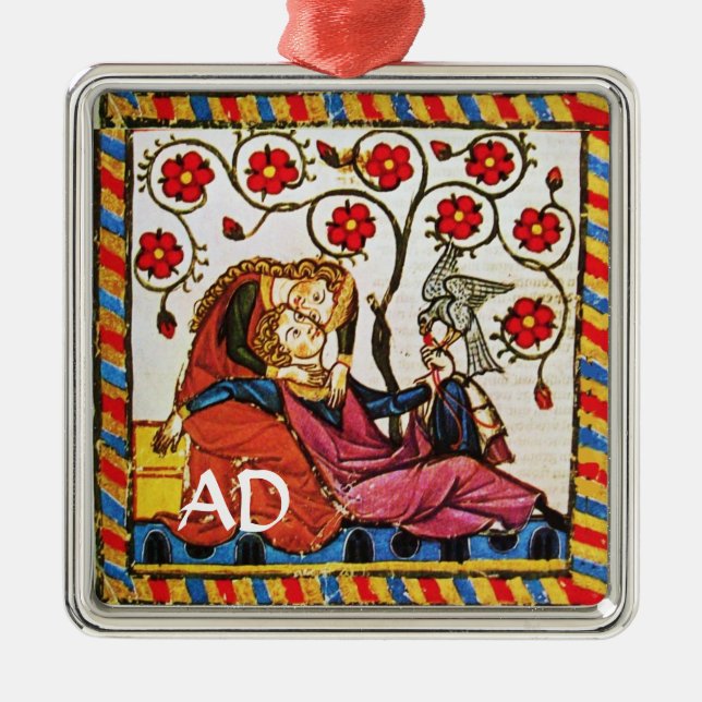 TAGESMONOGRAMM DER ETERNAL LIEBE VALENTINE SILBERNES ORNAMENT (Vorne)