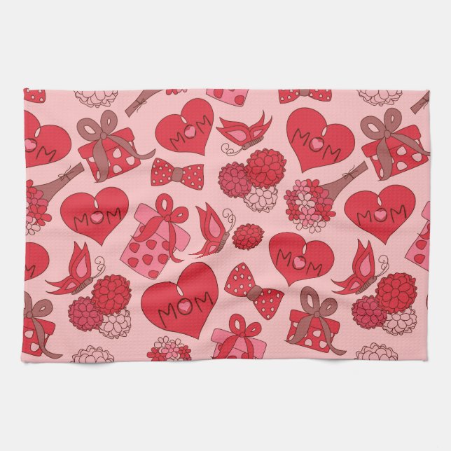 Tagesmuster der roten und rosa Mütter Handtuch (Horizontal)