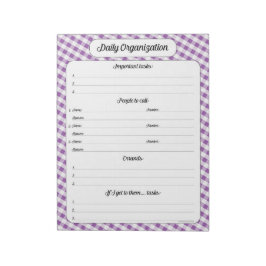 Tagesorganisation - Lila Gingham Notepad Notizblock