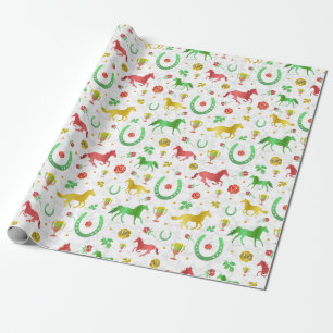 TagesParty-buntes Muster Pferdelaufensderby Geschenkpapier