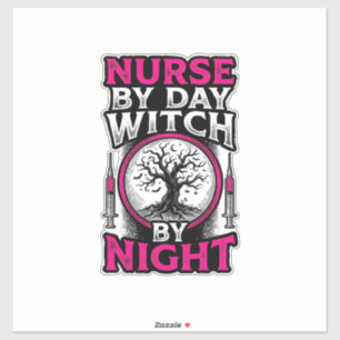 Tagespflegekraft, Hexe bei Nacht Halloween-Shirt-D Aufkleber