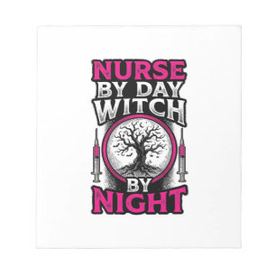 Tagespflegekraft, Hexe bei Nacht Halloween-Shirt-D Notizblock