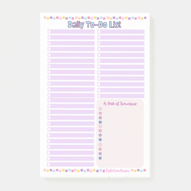 Tagesübersicht Post-it Klebezettel (Vorderseite)