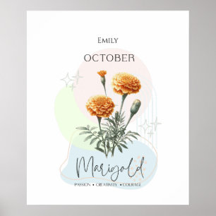 Tagetes-Geburtsblume für Oktober Poster