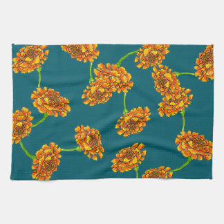 Tagetes orange vif sur serviette de cuisine sarcel