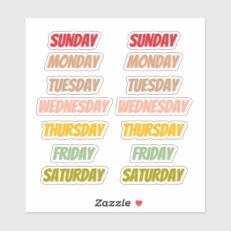Tagfarbige Schriftart Sticker