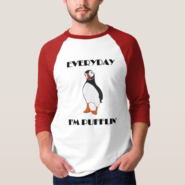 Täglich bin ich Pufflin Papageientaucher-Vogel T-Shirt (Vorderseite)