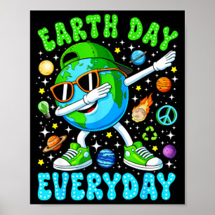 Täglich Tag der Erde lustige dabbing Erde Jungen K Poster