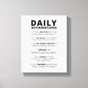 Tägliche Affirmationen   Inspiration Zitat Leinwanddruck