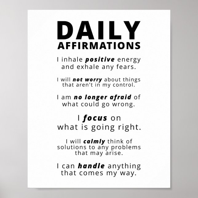 Tägliche Affirmationen | Inspiration Zitat Poster (Vorne)