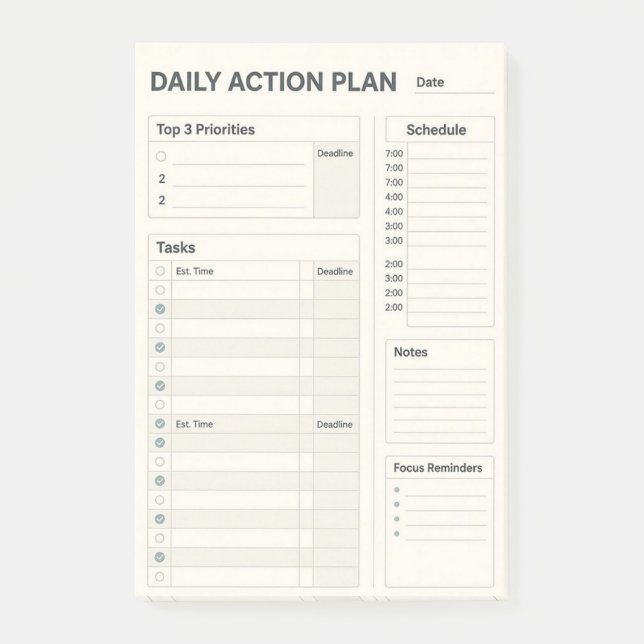 Täglicher Plan Haftnotizblock Post-it Klebezettel (Vorderseite)
