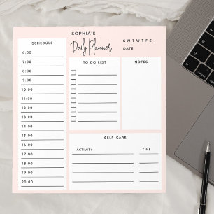 Täglicher Planer Chic Script Blush Pink Notepad Notizblock